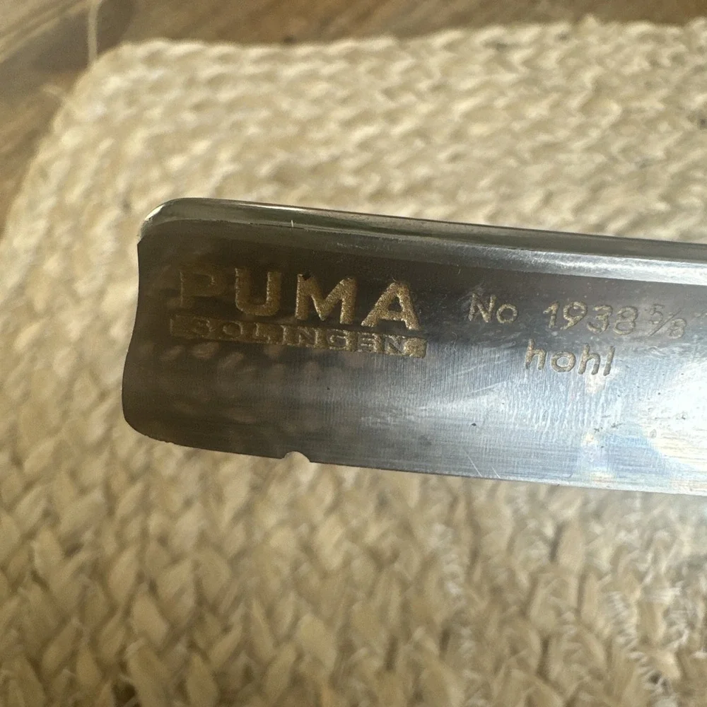 Vintage Solingen Puma 1938 5/8‎  Straight Razor Germany & Case